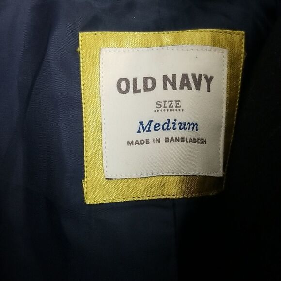 𝅺OLD Navy Wool Pea Coat Red and Navy Plaid - Picture 9 of 12